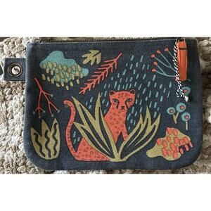 Danica Studio Ctn Canvas Colorful 9 1/2 X 7” Pouch Zipper Tab Organize Jungle